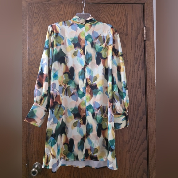 Eloquii  Satin Wide Sleeve Multicolor Abstract Dress Women 18 - Picture 5 of 8